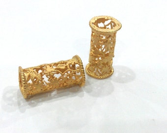 Flower Tube Gold Tube Gold Plated Brass 28x12 mm  G9456