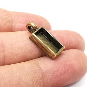 Rectangle Pendant Blanks Resin Bezel Base Mosaic Mountings Antique Bronze Plated (22x9mm)( 14x6 mm Bezel Inner Size)  G33970