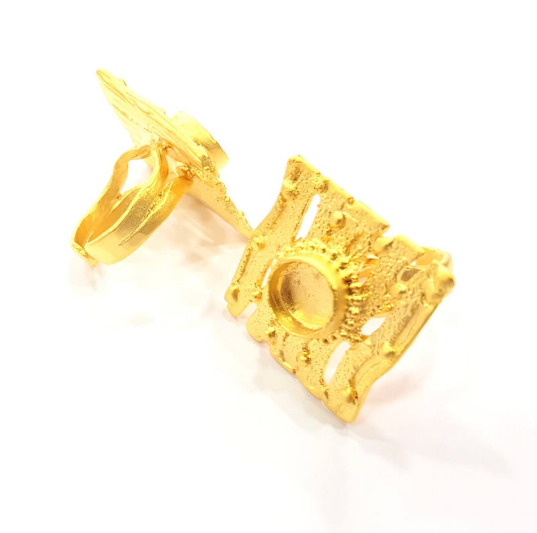 Gold Ring Settings Blank Inlay Ring Mosaic Ring Bezel Base Cabochon