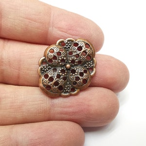 Flower Charms, Filigree Charms, Locket Pendant, Earring Charms, Boho Charms, Oval Charms, Antique Copper Plated (29x23mm) G35375
