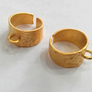 Adjustable Ring Base Blank with a Loop Setting Findings , Gold Plated Brass  G11493
