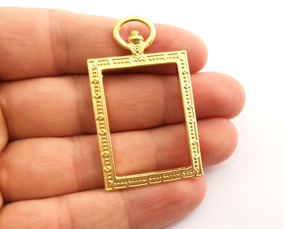 Rectangle Frame Charms Gold Plated Charms 53x31mm G18361 