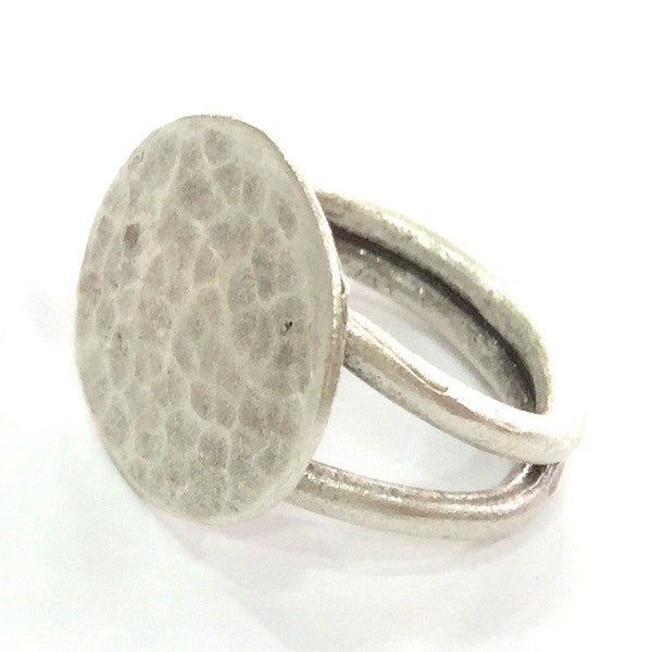 Verstelbare ring, blanco (20 mm), antiek verzilverd messing G3806