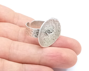 Antique Silver Plated Brass  Adjustable Ring Findings  G19842