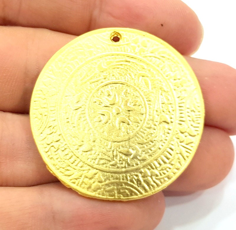 Gold Plated Medallion Pendants (40mm) G6293 from AZsupplies on Etsy Studio