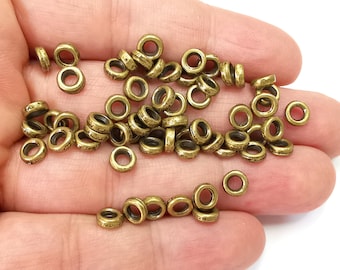 Round Rondelle Beads Antique Bronze Plated Beads 6mm G28114