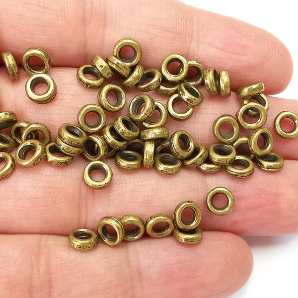 Round Rondelle Beads Antique Bronze Plated Beads 6mm G28114