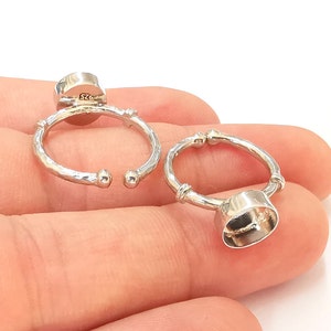 Sterling Silver Ring Blank Bezel 925 Silver Ring Setting Resin Ring Blank Cabochon Ring Mounting Adjustable Ring Base (8mm round) G30301