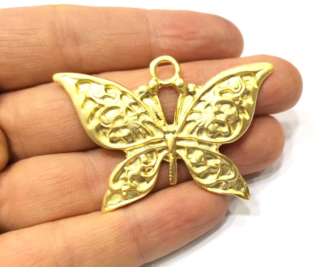 Butterfly Pendant Gold Plated Charms 57x37mm G17427 Etsy
