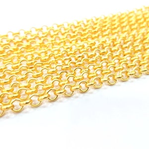 5 Meter - 16.5 Feet  (4 mm) Gold Plated  Rolo Chain , G9813