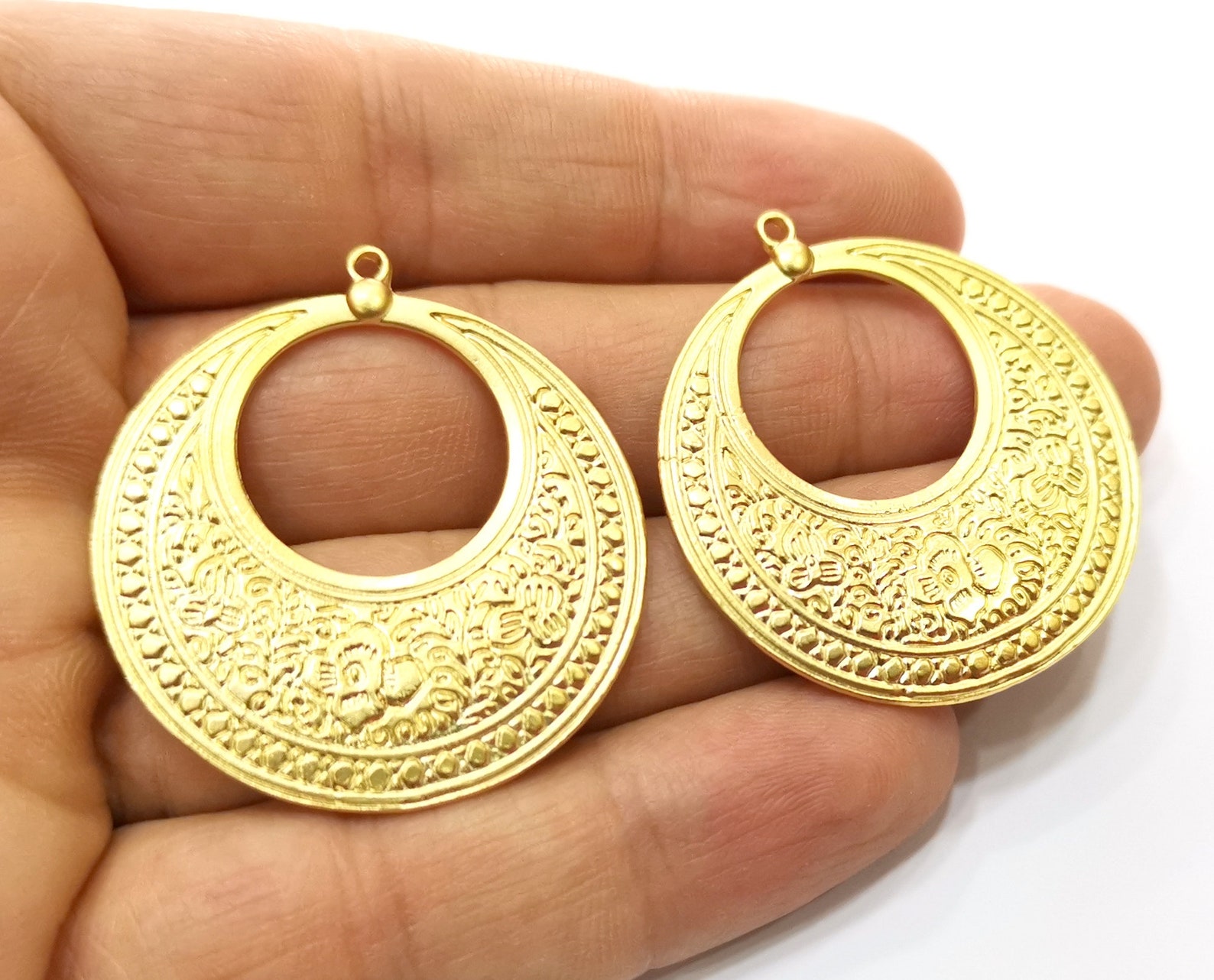 2 Gold Charms Gold Plated Charms 42x38mm G18037 Etsy