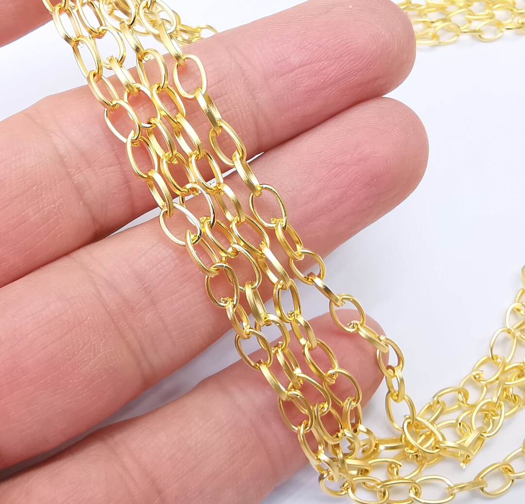 Gold Plated Oval Cable Chain 7x4 Mm Gold Plated Chain G33565 Etsy