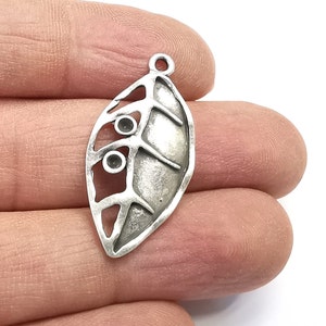 Leaf Charms Antique Silver Plated Pendant (34x17mm)(2mm Blank)  G29769
