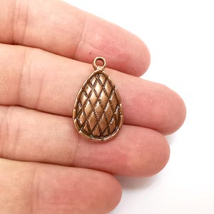 Drop Dangle Charms, Copper Boho Charms, Rustic Charms, Earring Charms, Copper Pendant, Necklace Parts, Antique Copper Plated 27x16mm G36294