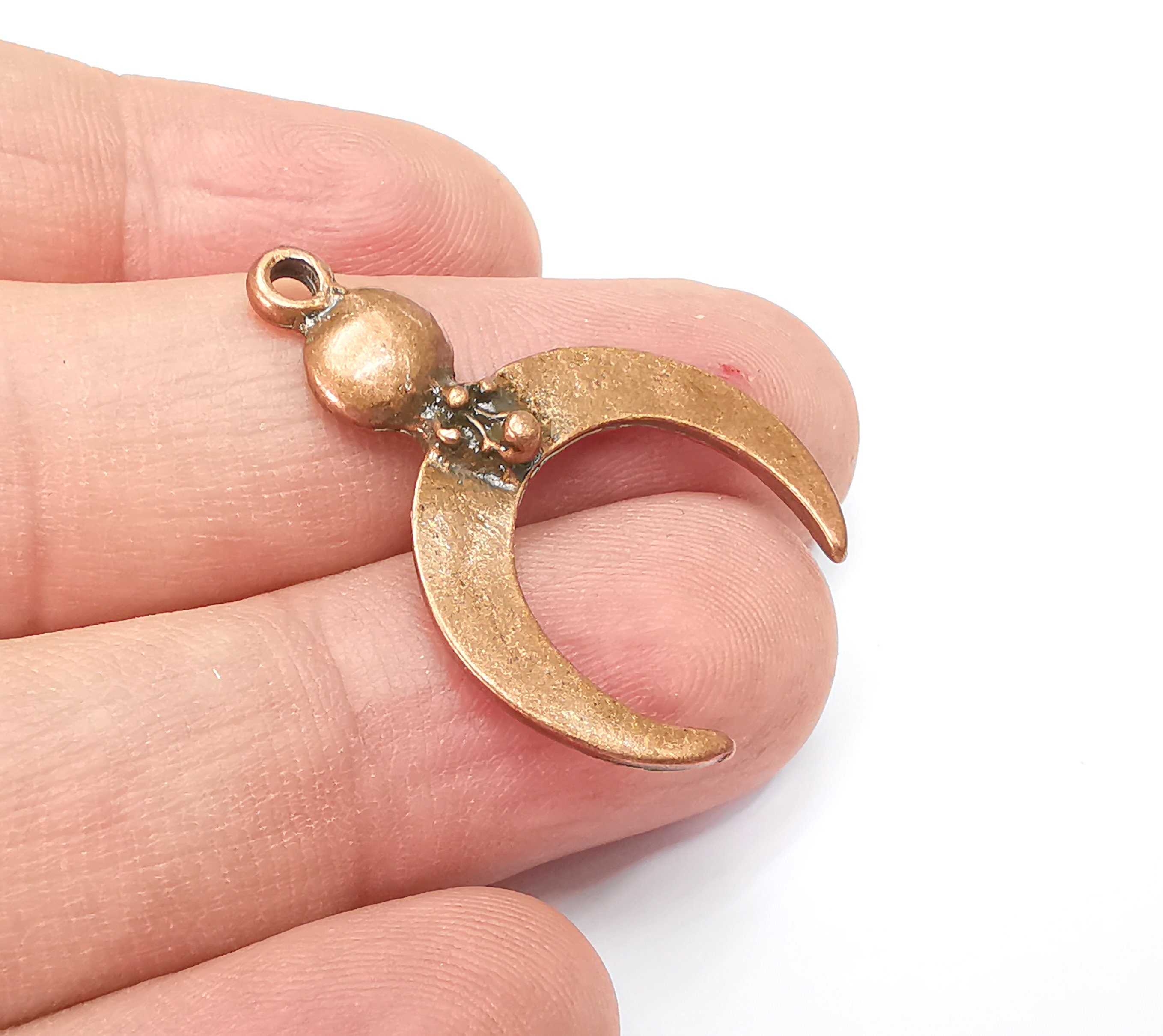 Mond, Halbmond Charms Antik Kupfer überzogene Halbmond Charms (34