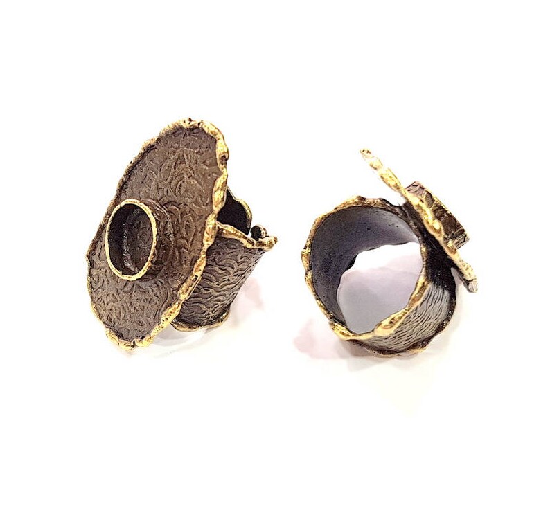 Antique Bronze Plated Brass G8974 10mm Blank Antique Bronze Ring Blank inlay Ring Blank Mosaic Bezel Base Settings Cabochon Mountings