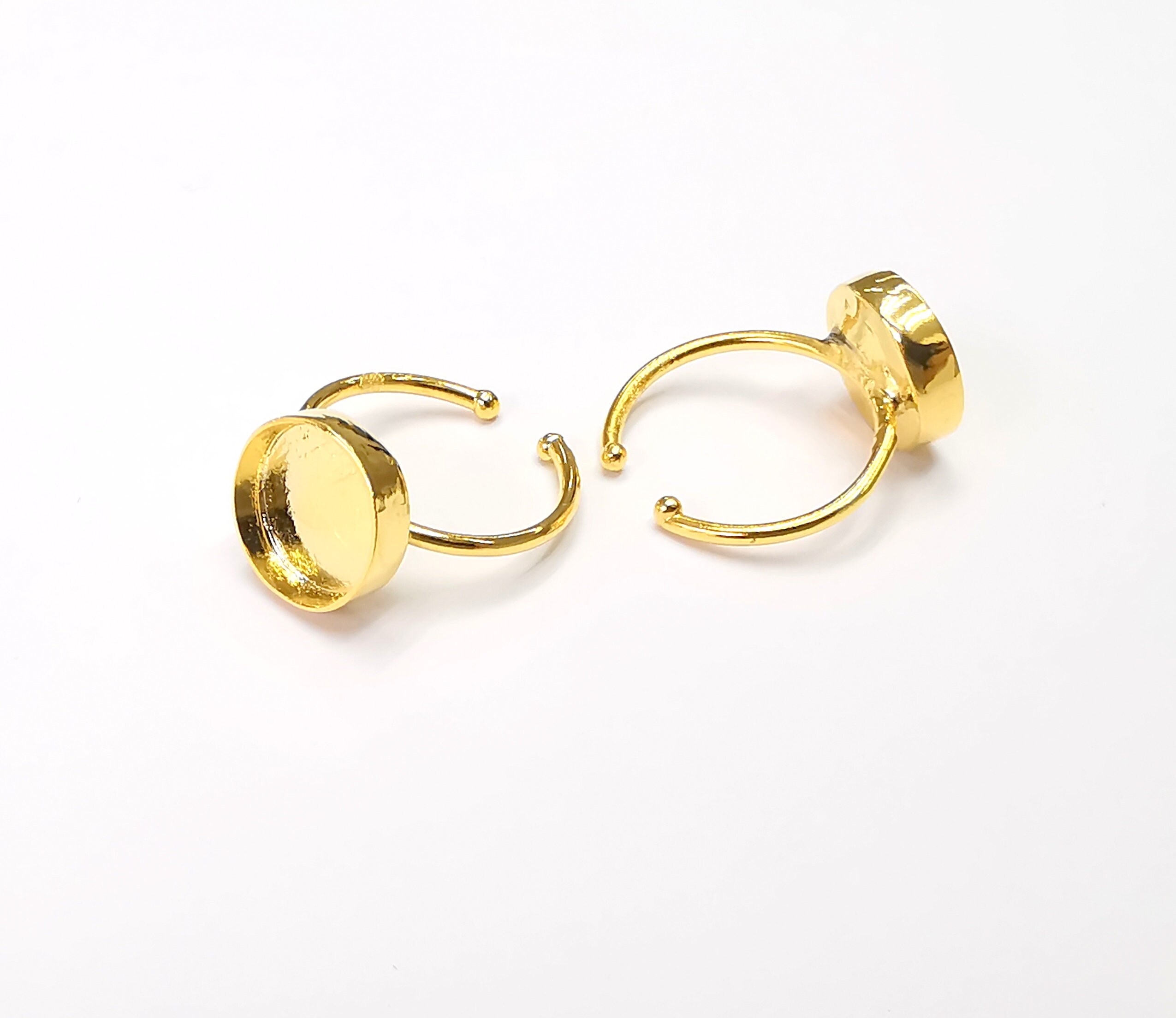Shiny Gold Ring Bezels Ring Settings Resin Ring Backs Cabochon Mounting Gold Plated Brass Adjustable Ring Base 12mm Blank G26514 Etsy