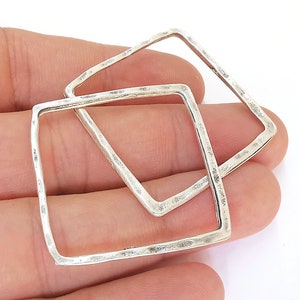 4 Square Connector Findings Antique Silver Plated Geometric Findings (37mm) G29069