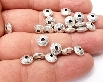 Saucer Beads Antique Silver Plated Metal Beads (8mm)  G34188