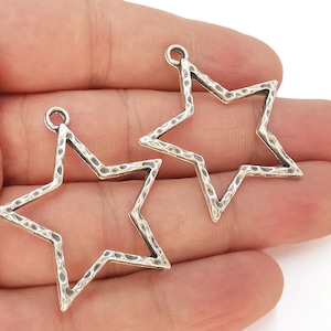 Star Charms Antique Silver Plated Charms (36x34mm)  G23152
