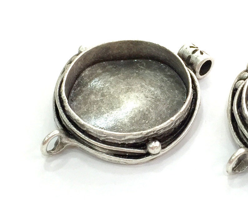 25 mm blank Blanks Antique Silver Plated Brass Mountings G3559