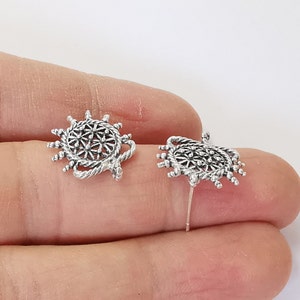 Silver earring base wire with hoop Antique silver plated brass findings 1 Pairs (18x16mm) G24263