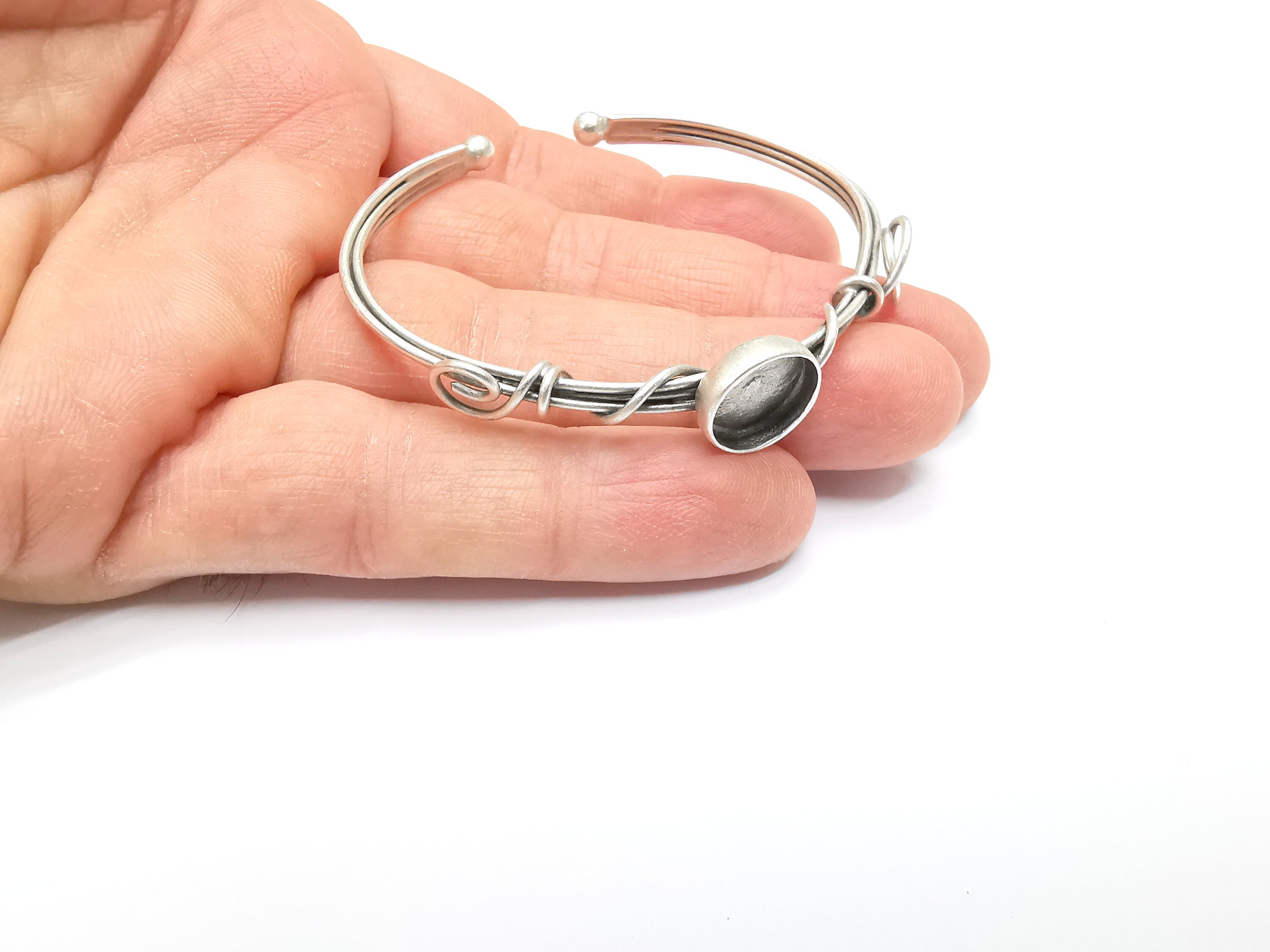 Wire Wrapped Bracelet Bezel, Wrap Cuff Resin Blank