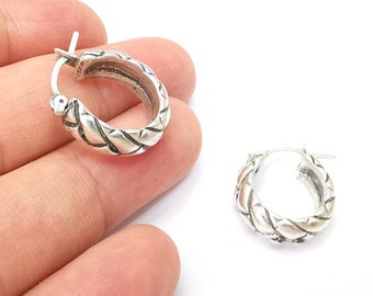 Silberne Creolen, Antikes Silber überzogener Hoop Ohrring, Zubehör (19 mm) G33818