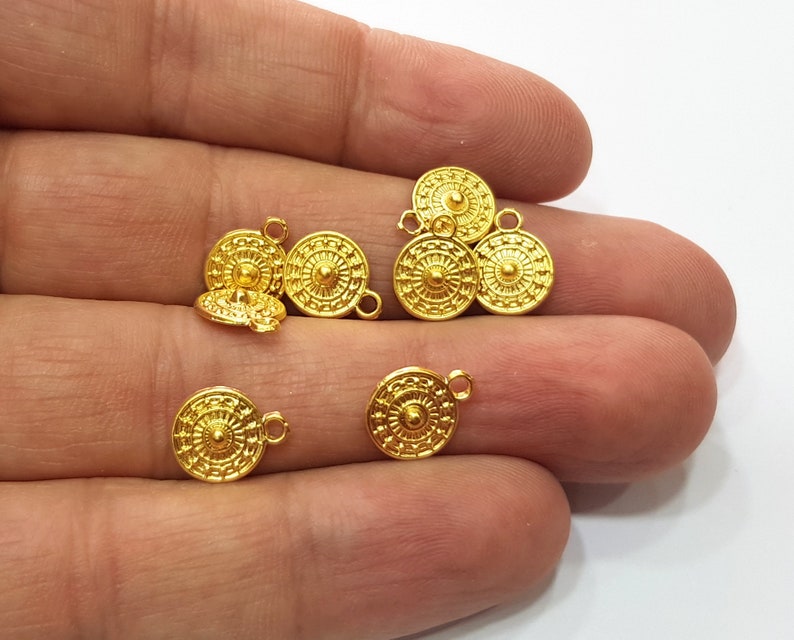 10 Gold Charms Gold Plated Charms 9mm G17977 Etsy