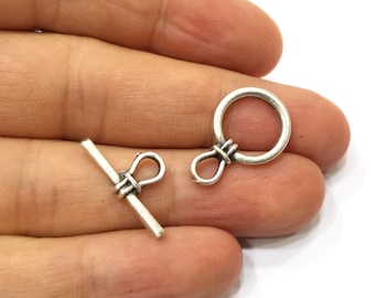 Knebelverschluss Antik Silber Plated Knebelverschluss Zubehör 22 x 15 mm + 22 x 10 mm G19382