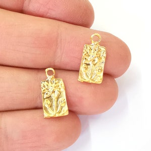 Lotus flower charms Gold plated charms (17x8mm)  G24385