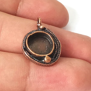 Round pendant blank cabochon bezel Mosaic base inlay blank resin Antique Copper Plated Brass (10mm bezel)  G26081