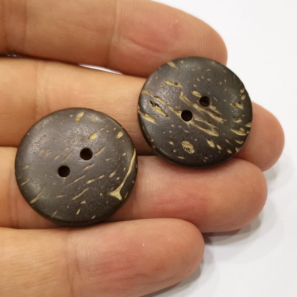4 Coconut Wood Button Coconut Tree Natural Sew-on Button 25 mm  G24749