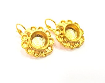 Earring Blank Base Settings Gold Resin Blank Cabochon Bases inlay Blank Mountings Gold Plated Brass (10mm blank) 1 Set  G14901