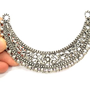 Silver Pendant Oxidized Silver Collar Pendants Antique Silver Plated Pendants (114x25mm) G6532 image 1