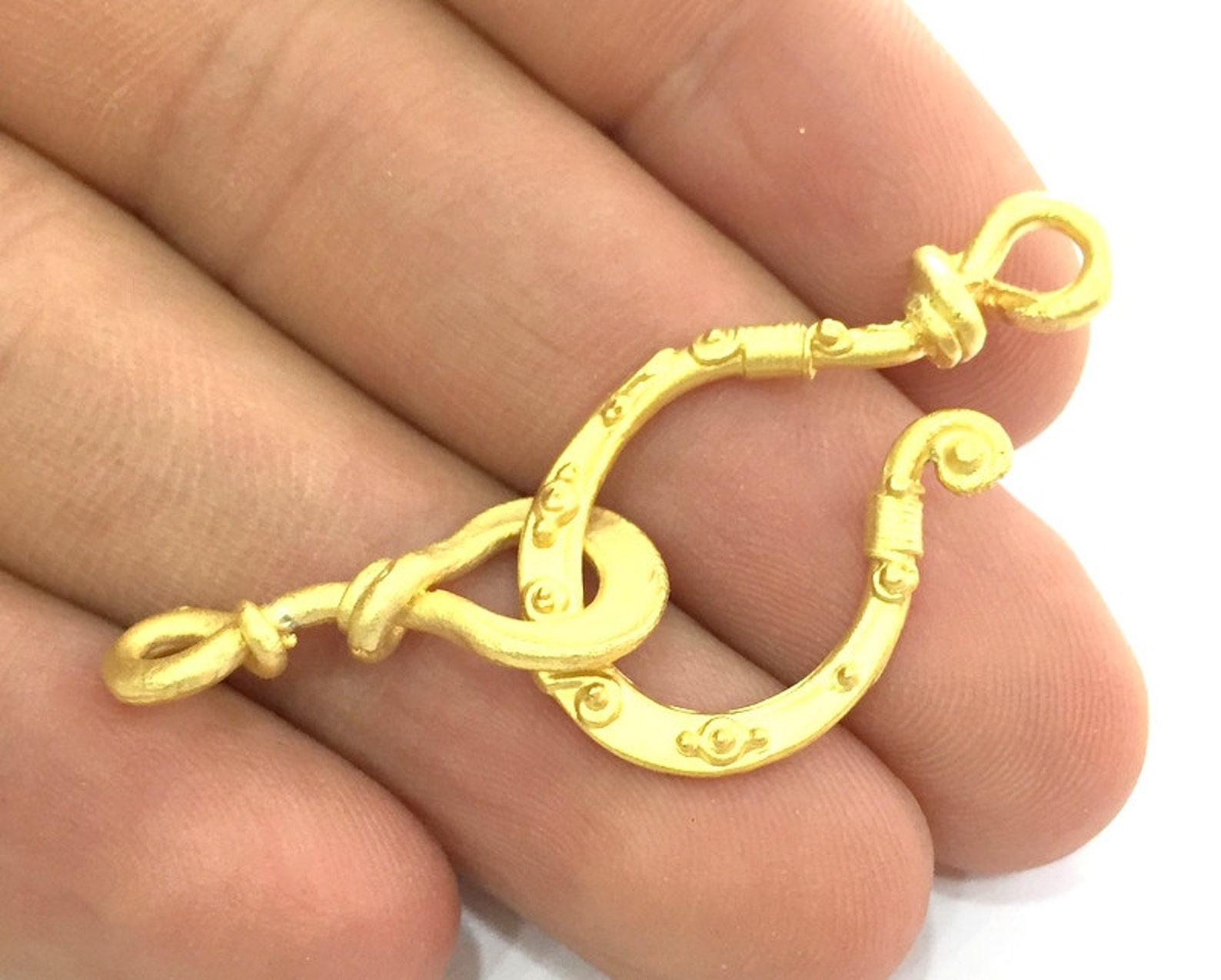 Gold Hook Clasp Findings Gold Plated Brass G4133 Etsy