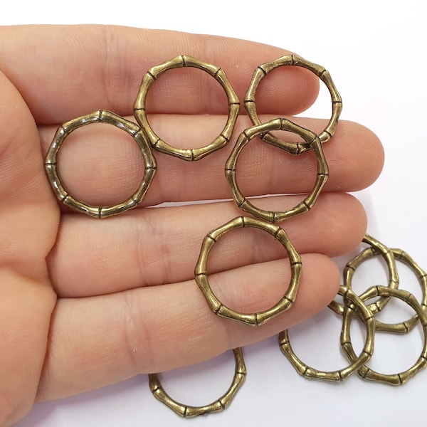 10 Bone Shape Circle Charm Connector Antique Bronze Plated Charms  (21 mm)  G20505