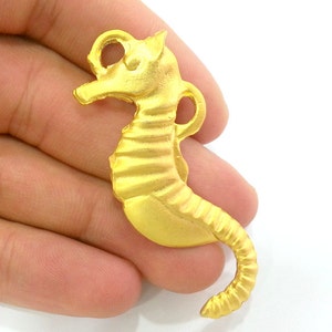2 Seahorse Pendant Gold Plated Pendants 63x25mm  G21254