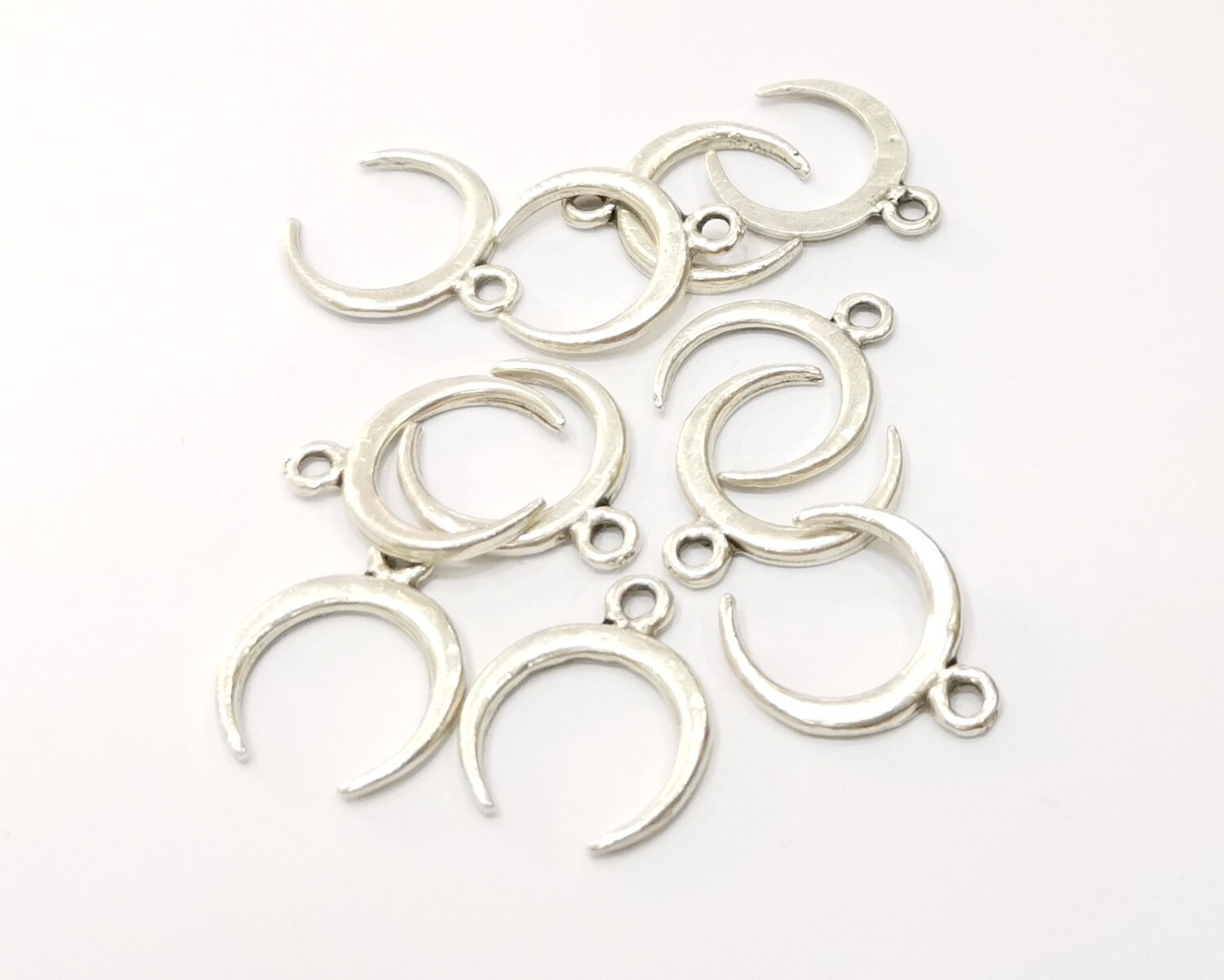 Crescent Charms Antique Silver Plated Charms (20x17mm