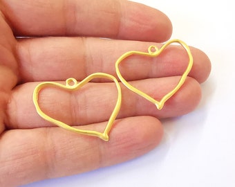 2 Heart Charm Gold Plated Charm (33x27mm)  G24995