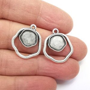 Silver Charms Blank Resin Bezel Mounting Cabochon Base Setting Antique Silver Plated Charms (10mm Blank) G27617