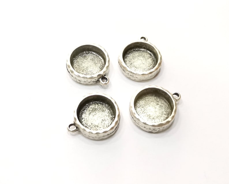 4 Silver Base Blank inlay Pendant Blank Base Resin Blank Mosaic Mountings Antique Silver Plated Metal G16791 12mm blank