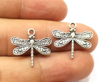 Dragonfly Charms Antique Silver Plated Charms (21x19mm)  G18148