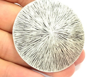 Silver Pendant Tribal Pendants Ethnic Pendant  Medallion Pendant (51mm) Antique Silver Plated G6424