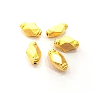 5 gouden kralen Vergulde metalen kralen (11x7 mm) G10263
