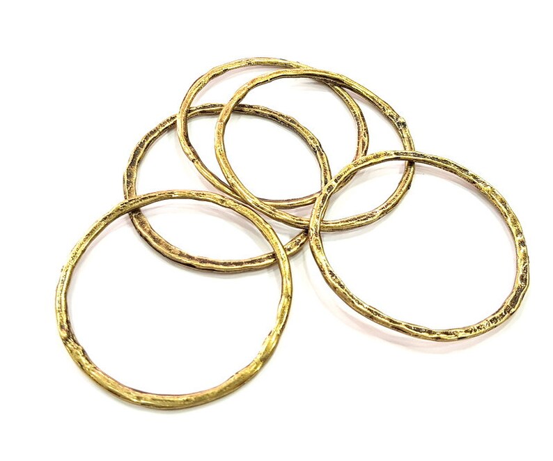 G6260 2 Antique Bronze Circle Pendant Large Round Connector 52mm Findings