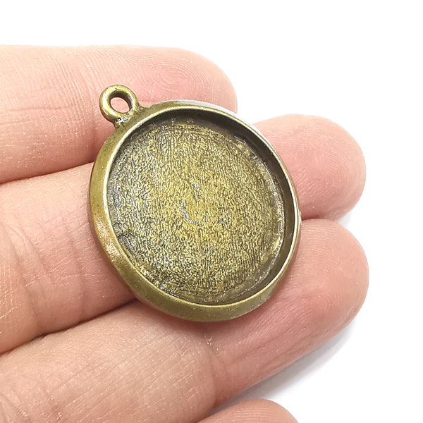 Round Pendant Blanks, Resin Bezel Bases, Mosaic Mountings, Polymer Clay base, Antique Bronze Plated (25mm) G29834