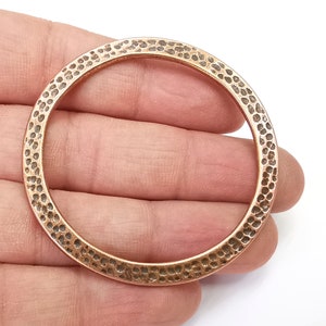 Large Hammered Circle Connector Antique Copper Plated Connector Findings (57mm) G27833