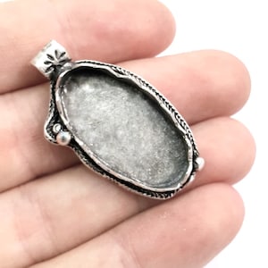 Antique Silver Plated Brass  Mountings , Blanks (30x15 mm blank) G14365