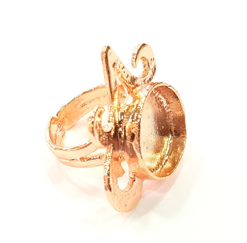 G6461 16 mm blank Rose Gold Ring Blank Base Bezel Settings Cabochon Base Mountings Adjustable